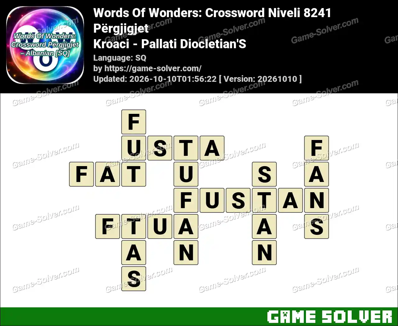 Words Of Wonders: Crossword Niveli 8241 Përgjigjet – Kroaci – Pallati Diocletian’S